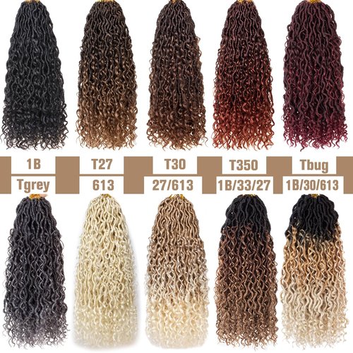 COOKOO 24 Inch Boho Happie River Crochet Hair - 8 PCS Goddess Locs with Curly Ends - Synthetic Soft Crochet Locs Hair Extension 1B/30/27#