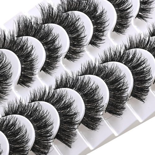 FARRED Mink Lashes False Eyelashes Cat Eye Strip Lashes Wispy Faux Mink Eye Lash Fluffy Eyelash Natural Look 10 Pairs Fake Lashes Pack Full Volume Lash Strips Pestañas