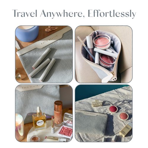 Floral Denim Zipper Cosmetic Bag with Unique Pattern for Women - Cute Travel Makeup Bag- Medium Size Toiletry Organizer for Daily Use