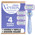 Gillette Venus Deluxe Smooth Swirl Women's Razor Handle + 4 Blade Refills, Flexible Handle and Pivoting Head