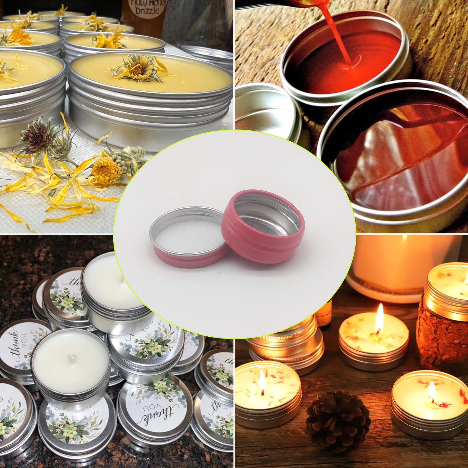 Wopanxye 10ml Aluminum Tin Jar, Refillable Makeup Containers 10g Aluminum Screw up Lid Small Round Container Bottle for Cosmetics, Lip Balm, Cream, Toner, Eyeshadow, Candle, Tea, Beads, 24 Pack Tins
