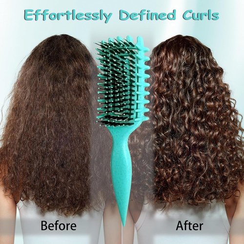 Skiennix Curl Defining Brush - Lightweight Curly Hair Brush for All Hair Types | Green