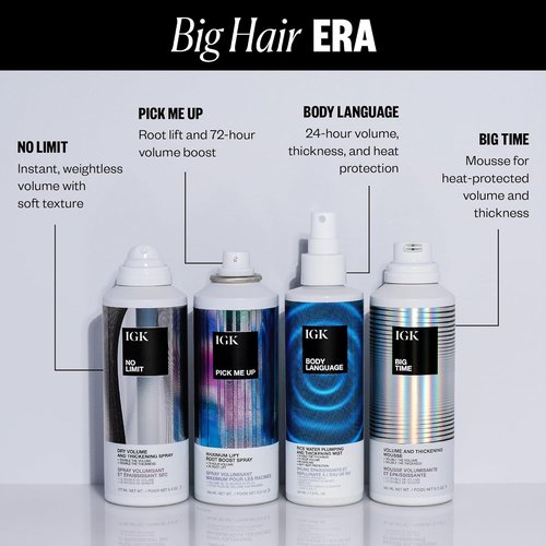 IGK Volume Kit Holiday 2025 - 4-Piece Volumizing Hair Set with Dry Volume Spray & Thickening Mousse