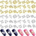 48 Pcs Zodiac Sign Nail Charms Zodiac 3D Rhinestone Jewelry Art Nail Charms DIY Horoscope for Jewelry Making Necklace Bracelet Earrings Crafts Supplies(Gold, Silver)