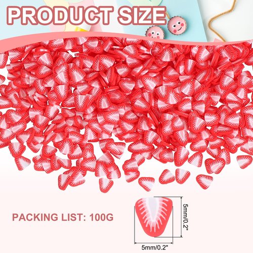 PATIKIL Polymer Clay Slices, 100g Strawberry Triangle Slice Fruit Art Slices Food Polymer Clay for DIY Nail Decor, Crafts Making, DIY Filler Accessories, Red