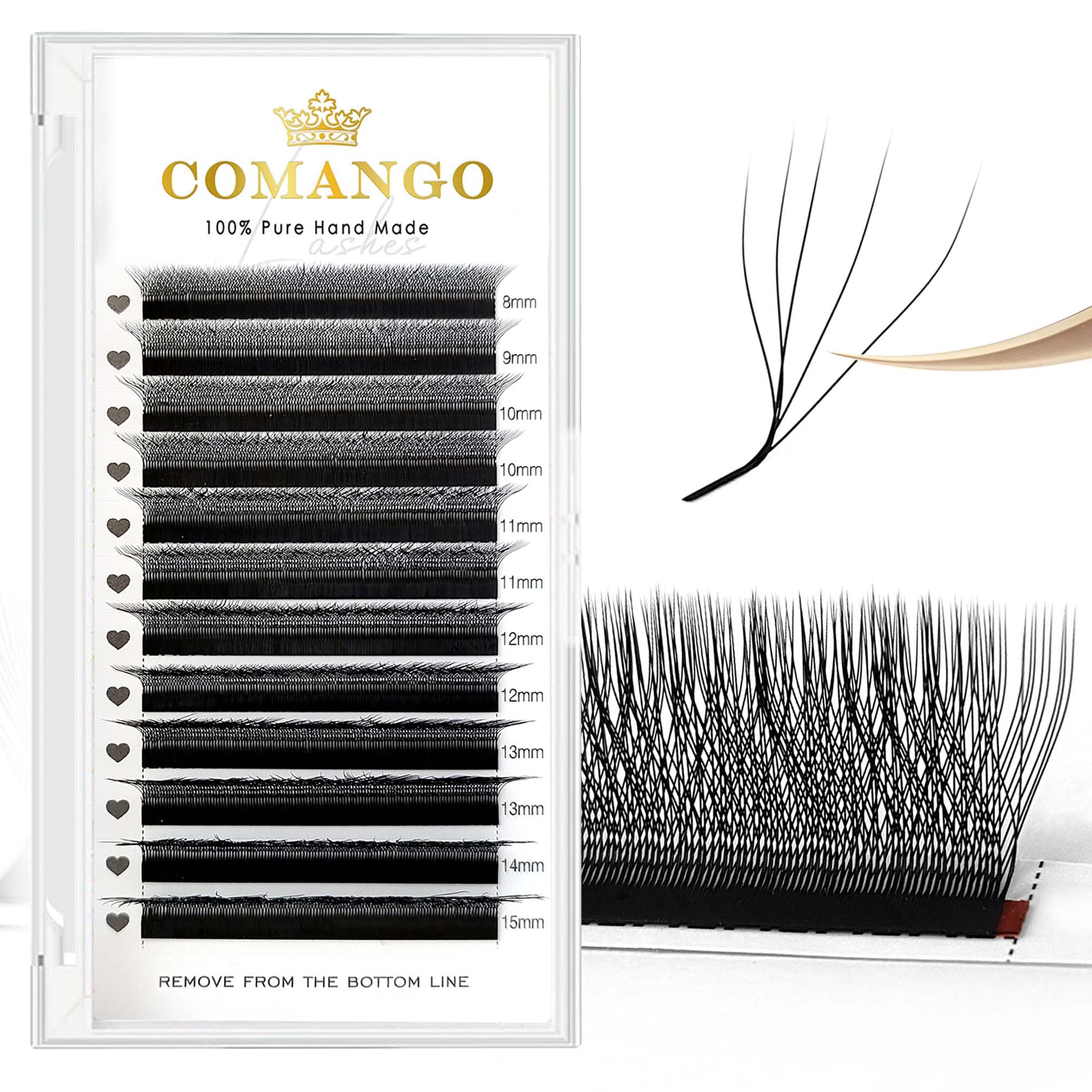 W Eyelash Extensions 0.07mm Thickness 5D Premade lash Fans LU/M Curl Lashes 8-15mm Mixed Tray Soft Fluffy Volume Lash Fans Natural Look Individual Eyelashes (5D-0.07-LU,8-15MM)