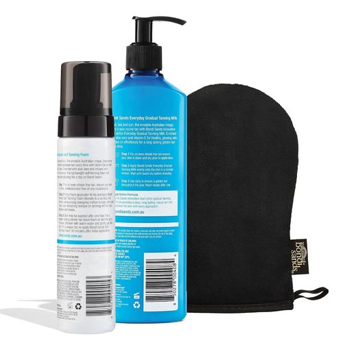 Bondi Sands Tan + Maintain Kit - Light/Medium Self Tanning Foam, Mitt & Gradual Tanning Milk
