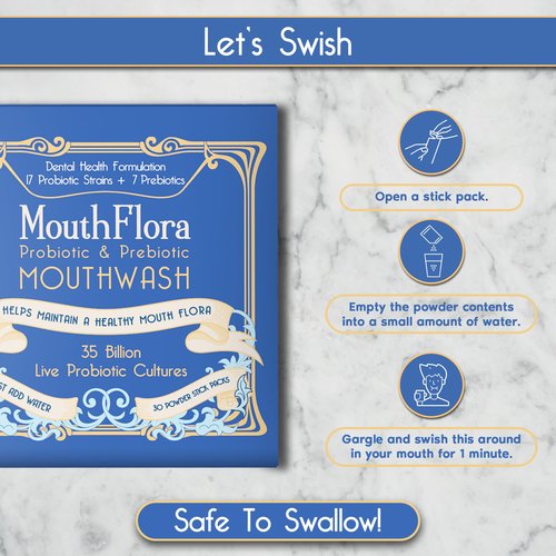 Probiotic & Prebiotic Mouthwash for Adults | Dry Mouth and Oral Thrush Relief | Gum Health Mouthwash | 30 Pack