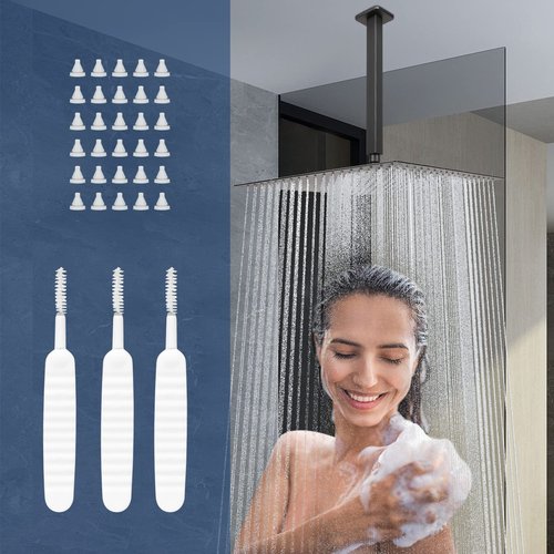NearMoon Shower Head Replace Parts- 3pcs Shower Nozzle Cleaning Brushes+ 30pcs Silicone Nozzles, Anti-Clogging Cleaning Kit for ShowerHead Replacement, Let Shower Head Keep Working
