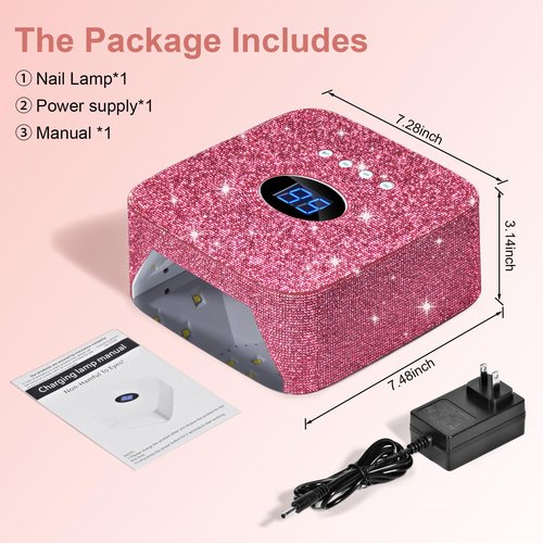 Ludysic Cordless UV Nail Lamp, 54W Rechargeable UV Light for Gel Nails, Nail Dryer with 3 Timer Modes, Professional Quick Dry Curing Lamp for Salon & Home (Red Diamond)