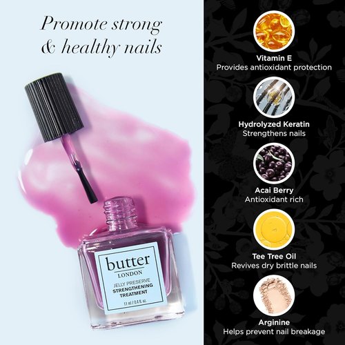 butter LONDON Nail Strengthener - Nourishing Jelly Preserve for Damaged Nails | Pink Translucent Finish