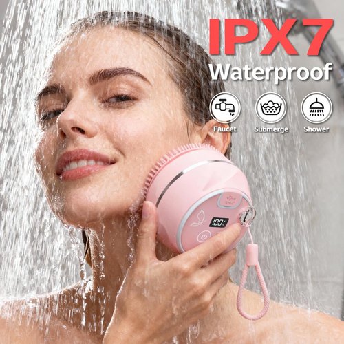 Peledic Face Cleansing Brush, Waterproof Silicone Facial Cleansing Brush, 6 Modes, 3 Light Effect, Rechargeable Electric Exfoliator Deep-Clean Scrubber for Women and Men