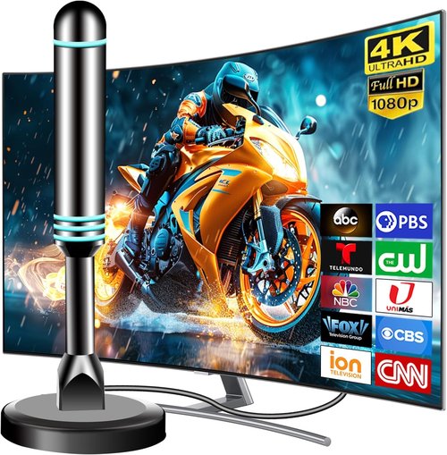 Smart TV Antenna - Long Range HD Digital Reception | Supports 4K & 1080p | Easy Install with 10ft Coax Cable