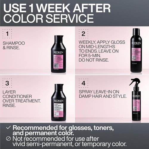 Redken Acidic Color Gloss Leave-In Treatment Spray - Heat Protection for Color-Treated Hair, Adds Shine