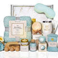 AHAGIFTREE Birthday Gifts for Women Self Care Gifts Get Well Soon Gifts Baskets with Moon lamp for Women After Surgery, 11PC Spa,Thinking of You Gift, Care Package for Mom Friend (Turquoise)