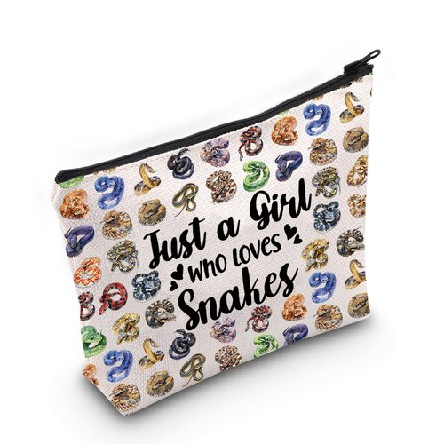 LEVLO Funny Snake Cosmetic Makeup Bag - Just A Girl Who Loves Snakes - Makeup, Travel - Canvas - Female - Cosmetic Case
