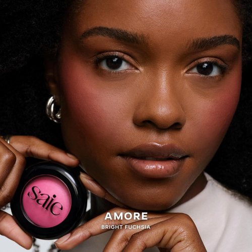 Saie SuperSuede Baked Blush - Talc-Free Hydrating Powder Blush with Hyaluronic Acid - Amore (0.1 Ounce)