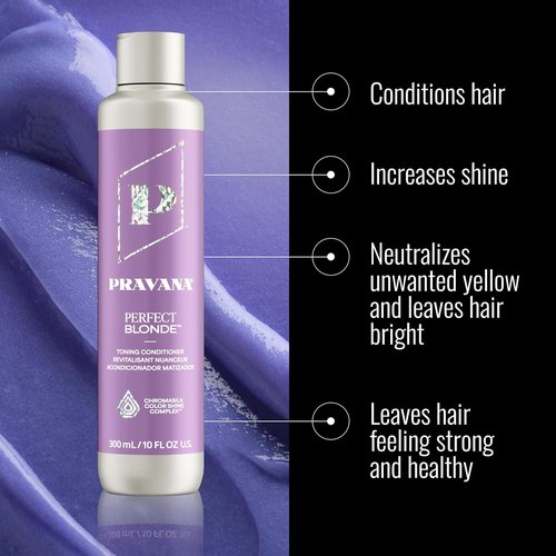 PRAVANA The Perfect Blonde Purple Toning Conditioner - Neutralizes Brassy Tones | Enhances Shine & Protection | Vegan & Cruelty-Free