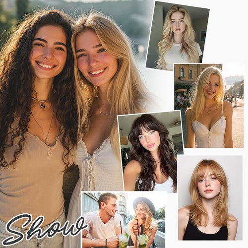 Charites Halo Hair Extensions Real Human Hair Invisible Wire Extensions with Transparent Fish Line Adjustable Size Golden Brown & Bleach Blonde 12 inch