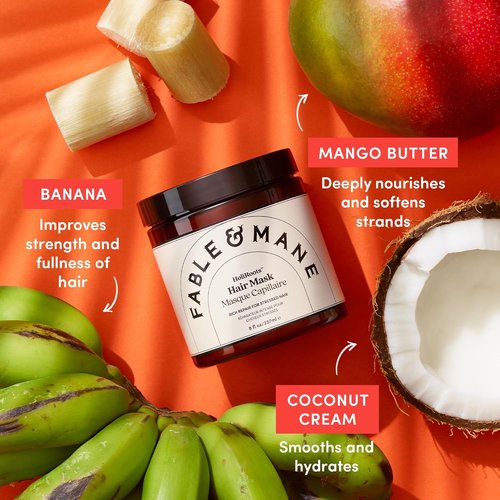 Fable & Mane Deep Moisture Hair Mask - Repair Frizzy, Dry, Damaged Hair with Shea Butter & Coconut