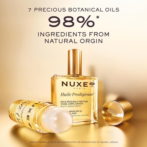 Nuxe Huile Prodigieuse Multi-Purpose Dry Oil - Radiant Glow & Lightweight Hydration for Face, Body & Hair
