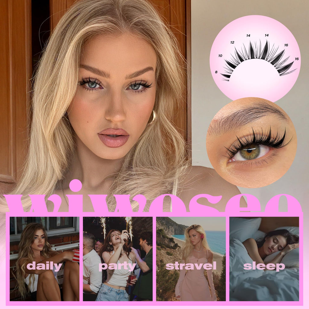wiwoseo Manga Lash Clusters Manga Eyelash Clusters Anime Cluster Eyelash Extensions Clusters Lashes Natural Look Eyelashes Fairy Lash Clusters Manga Individual Lashes for Beginners (8-16MM)