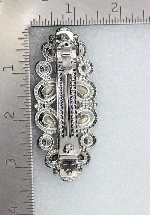 Faship Gorgeous Black Rhinestone Crystal Floral Hair Barrette Clip