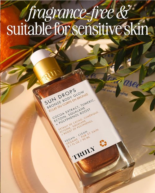 Truly Sun Drops | Bronze Body Glow Oil - Hydrating Shimmer with Turmeric & Cocoa Extract, Lightweight Formula for All Skin Tones