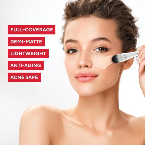 Mirabella Invincible HD Liquid Foundation - Moisturizing Full-Coverage Makeup for All Skin Types | Deep D200