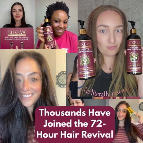 LUXEVA Professional Damage Repair System - 3 in 1 Argan Oil Sulfate Free Shampoo, Conditioner & Repair Serum Set - 72-Hour Hair Transformation for Severely Damaged, Color-Treated & Processed Hair