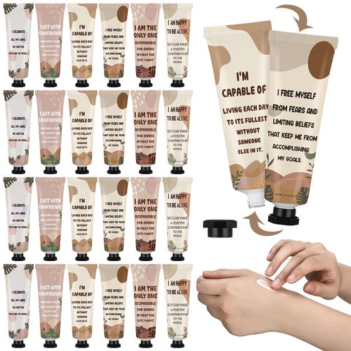 Loopeer 12 Pcs Positive Affirmation Gifts Bulk Hand Cream Gift Set Small Motivational Stress Relief Gift for Coworker Staff Teacher Nurse Women Dry Cracked Hands Travel Size Moisturizing