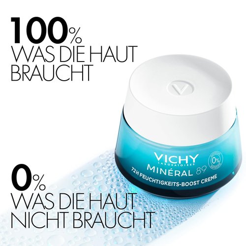 Vichy Mineral 89 Moisture Boosting Cream - Fragrance-Free Daily Face Moisturizer for All Skin Types