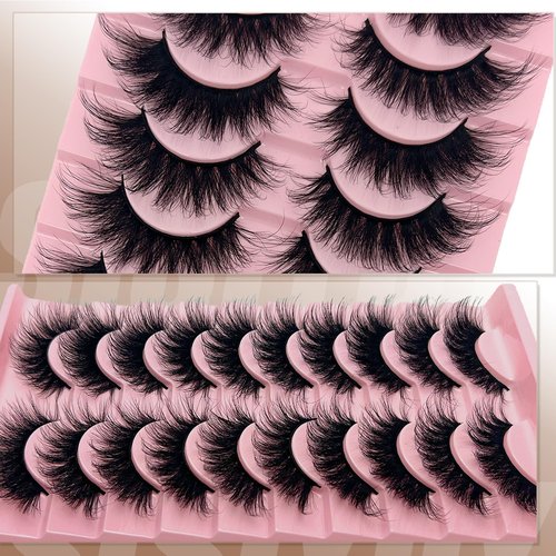 SISIYDY Mink Lashes Cat Eye Wispy Soft Faux Mink False Eyelashes Natural Look C Curl Full Strips Lashes Pack 18mm Long Dramatic 3D 8D Long Volume Thick Faux Mink Fake Eyelashes Bulk YH013