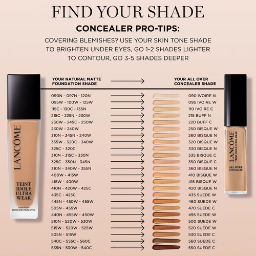 Lancôme Teint Idole Ultra Wear Natural Matte Foundation- Longwear, Medium-Full Coverage, Natural Finish, Waterproof & Hydrating - 220C (Light Skin with Cool/Pinky Undertones), 1 Fl Oz