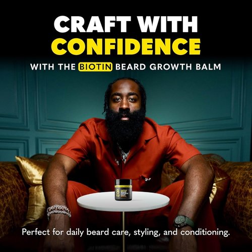 Beard Club Biotin Beard Balm for Men - Moisturizing Shea Butter & Castor Oil - Amber Cedar Scent | 4 oz