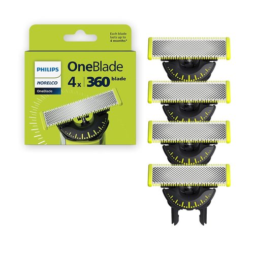 Philips Norelco OneBlade Replacement Blades - Genuine 4 Pack for Electric Shaver & Trimmer | QP440/80
