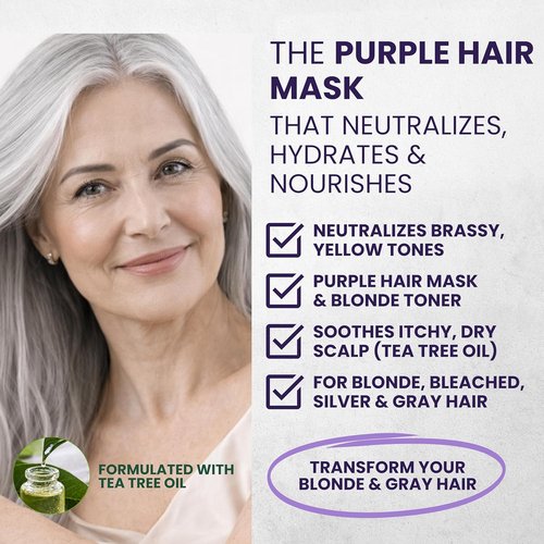 KESMEDIK Tea Tree Hair Mask Toner - Deep Conditioner with Argan Oil for Dry, Damaged, Bleached Hair | Relieves Itchy Scalp & Removes Brassy Tones