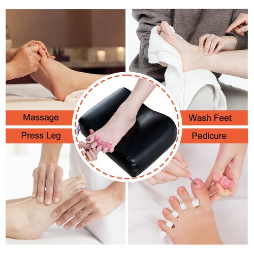 QUEESALN Pedicure Stand Stool Footrest Stand Adjustable Height Technician SPA Beauty Stand Stool with Non-Slip SPA Salon Home Equipment Black
