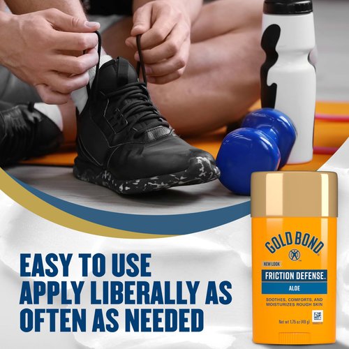 Gold Bond Friction Defense Anti-Chafing Stick, 1.75 oz., With Aloe to Soothe, Comfort & Moisturize Chafed Skin, 3 pack