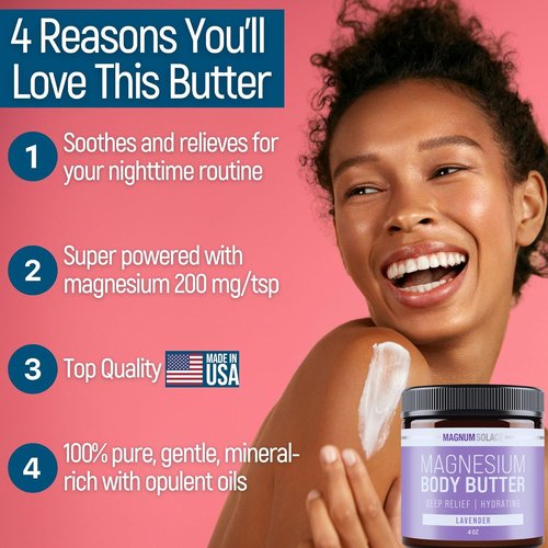 Magnum Solace Magnesium Body Butter - Relaxing Nighttime Cream with Lavender Scent