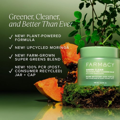 Farmacy Green Clean Makeup Remover Balm - Waterproof Cleansing Oil for Sensitive Skin | Hydrates & Softens (200ml)