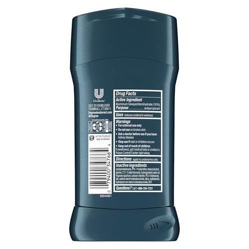 Degree Men Antiperspirant Deodorant - Advanced 72-Hour Sweat & Odor Protection | Cool Rush, 2.7 oz (4 Count)
