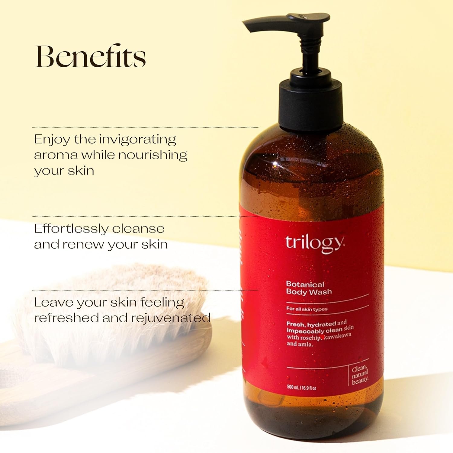 Trilogy Botanical Body Wash - Luxurious Spa Experience with Rosehip Oil | 16.9 fl oz