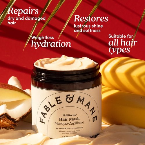 Fable & Mane Deep Moisture Hair Mask - Repair Frizzy, Dry, Damaged Hair with Shea Butter & Coconut