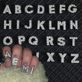 Letter Nail Charms Silver Alloy 52 Pcs, 3D Glitter Letter Charms for Nails Crystals English Alphabet Diamonds Metal Gems Nail Rhinestones Shiny Nails Art Jewels Supplies for DIY Manicure Accessories