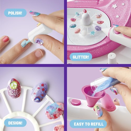 Claire's Kids Nail Art Kit, 67-Piece Airbrush Glitter Salon Nail Charms & Accessories Set, Polish, Press-On Nails, Stickers, Wraps, Girl Toys & Beauty Activity, Manicure Fashion Gift for Girls Age 8+