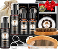 Christmas Gifts for Men,XIKEZAN Beard Care & Trimming Kit with Sandalwood Beard Oil, Wash, Conditioner, Balm,Brush,Unique Valentines Thanksgiving Birthday Gifts for Husband Dad,Mens Stocking Stuffers