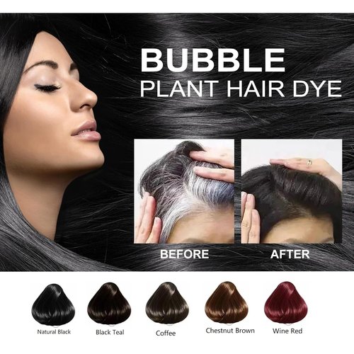 Skiennix Plant Extract Hair Dye Foam Shampoo - Natural Grey Coverage for Men & Women | Black