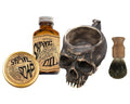 Shaving Kit for Men – Traditional Wet Shave Set with 4oz Shaving Soap, 3oz Tea Tree Oil, Badger Brush & Skull Bowl – For Use with Safety Razor or Straight Razor – Barber Grooming