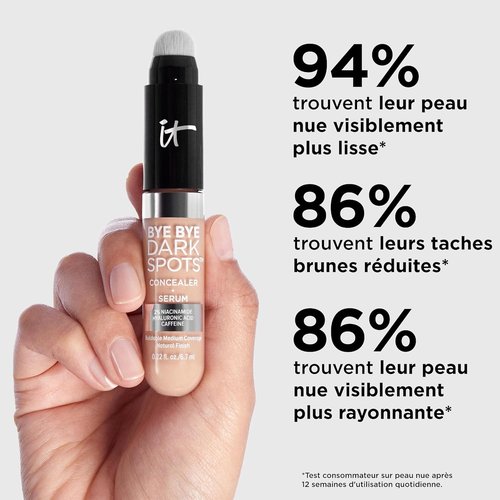 IT Cosmetics Bye Bye Dark Spots Concealer & Brightening Serum | 2% Niacinamide & Hyaluronic Acid - Medium Coverage, Natural Finish - 0.22 fl oz